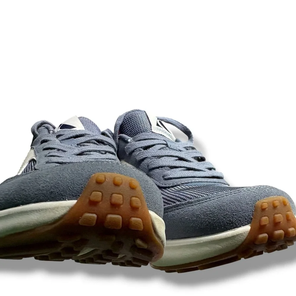 Skechers Air-Cooled Memory Foam Slate Blue Suede Mesh Athletic Sneakers